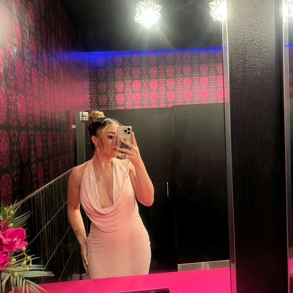Elegant Pink Halter Dress